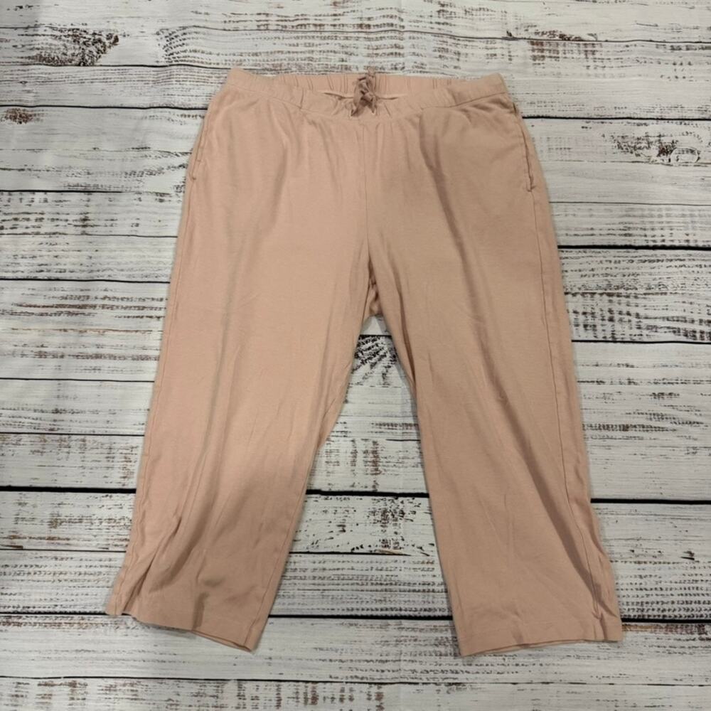 Eileen Fisher Womens Size Large Pink Cropepd Wide Leg Pants Lounge Travel - Picture 2 of 5